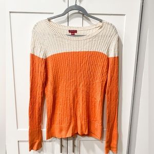 Merona Cream & Orange Color Block Sweater